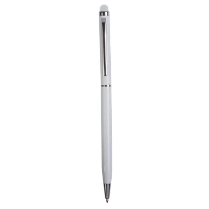 Penna twist con fusto e clip in metallo, con gommino per toch screen in tinta