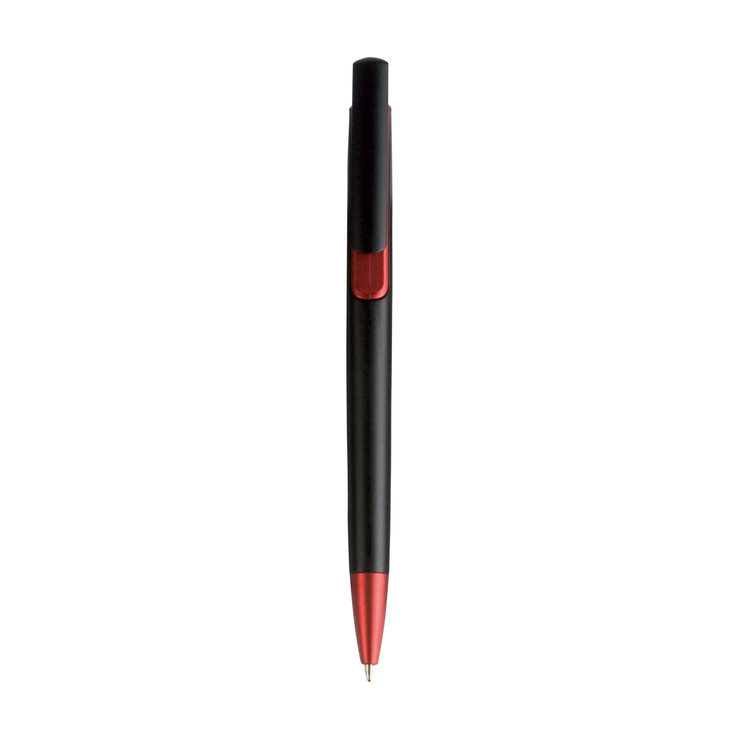 13832_03-2 Penna a scatto in plastica con fusto nero, punta e particolare metallizzati - immagine 1