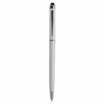 Penna twist in plastica con  gommino per touch screen e clip in metallo