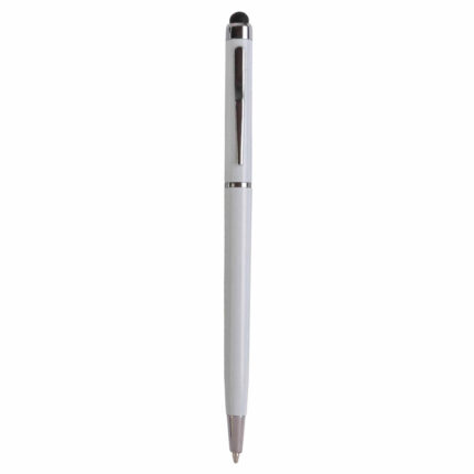 Penna twist in plastica con  gommino per touch screen e clip in metallo