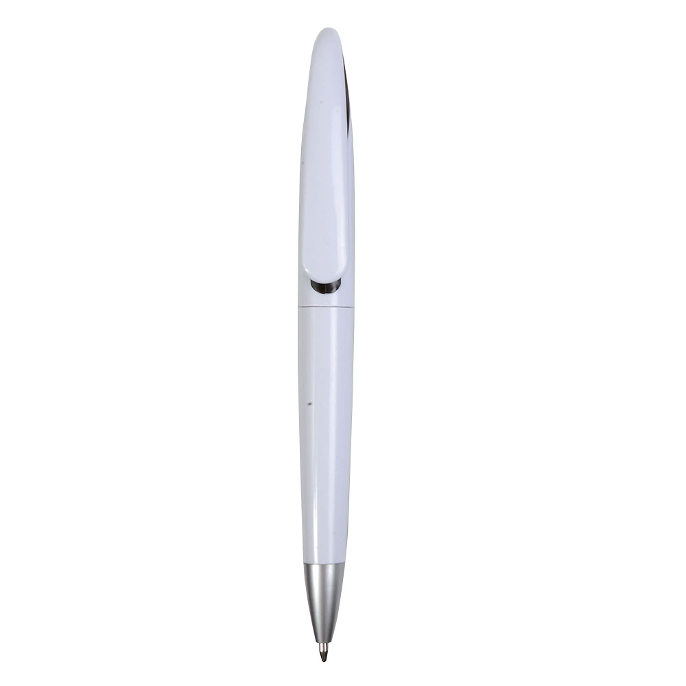 15806_02-2 Penna a scatto in plastica con fusto bianco e clip curva con interno colorato, refill jumb - immagine 1