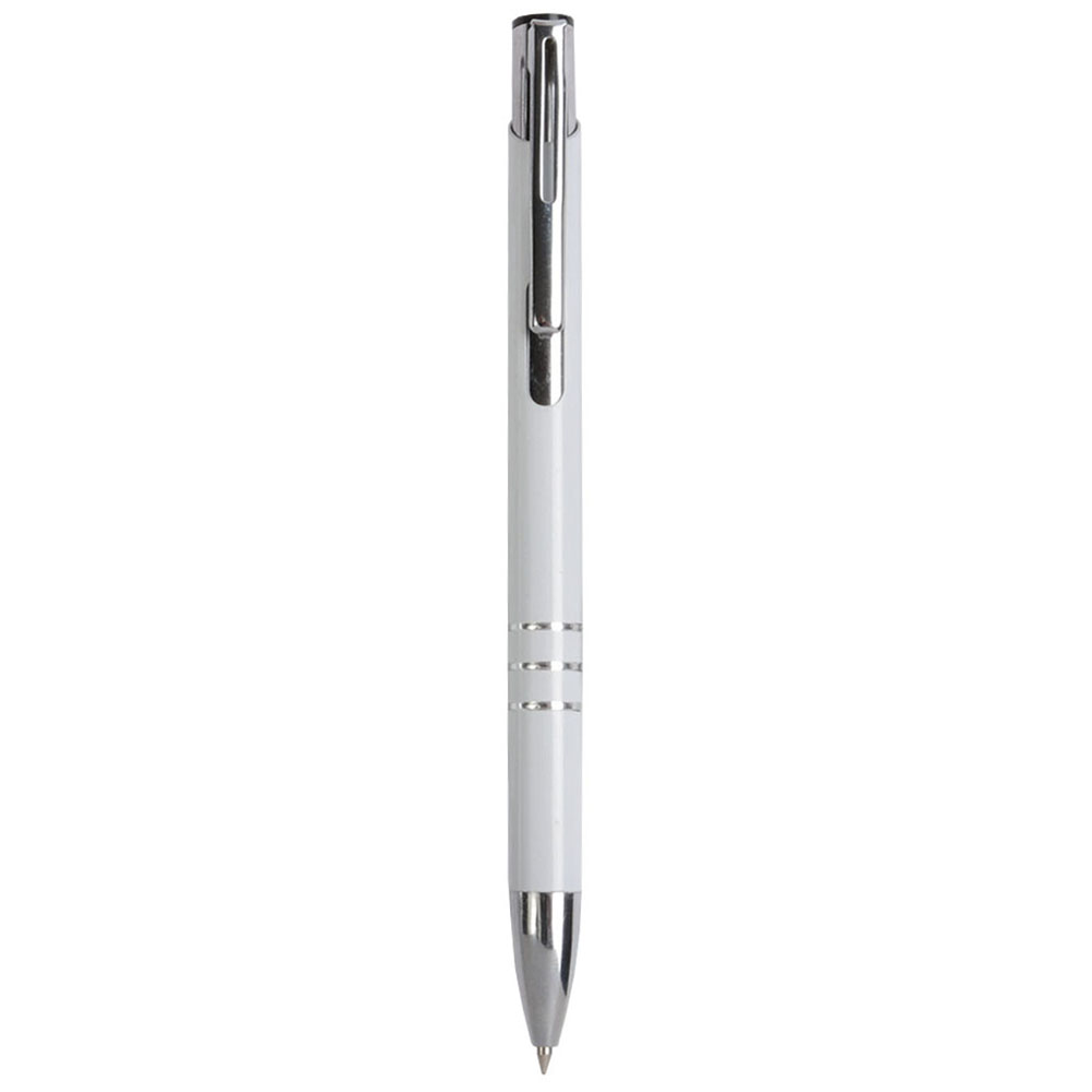 15814_01-3 Penna a scatto in metallo con decorazione a 3 anelli e particolari cromati - immagine 1