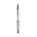 Penna twist in plastica con fusto bianco, impugnatura gommata colorata in tinta