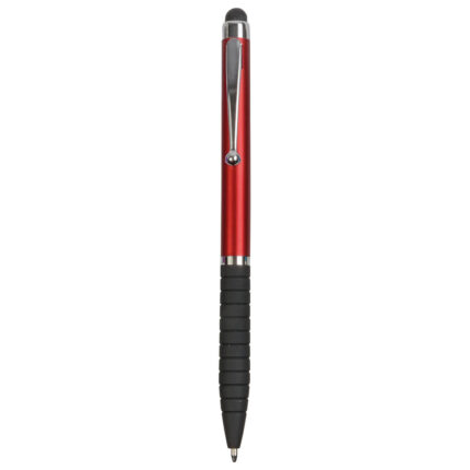Penna twist in plastica, con impugnatura gommata e gommino per touch screen