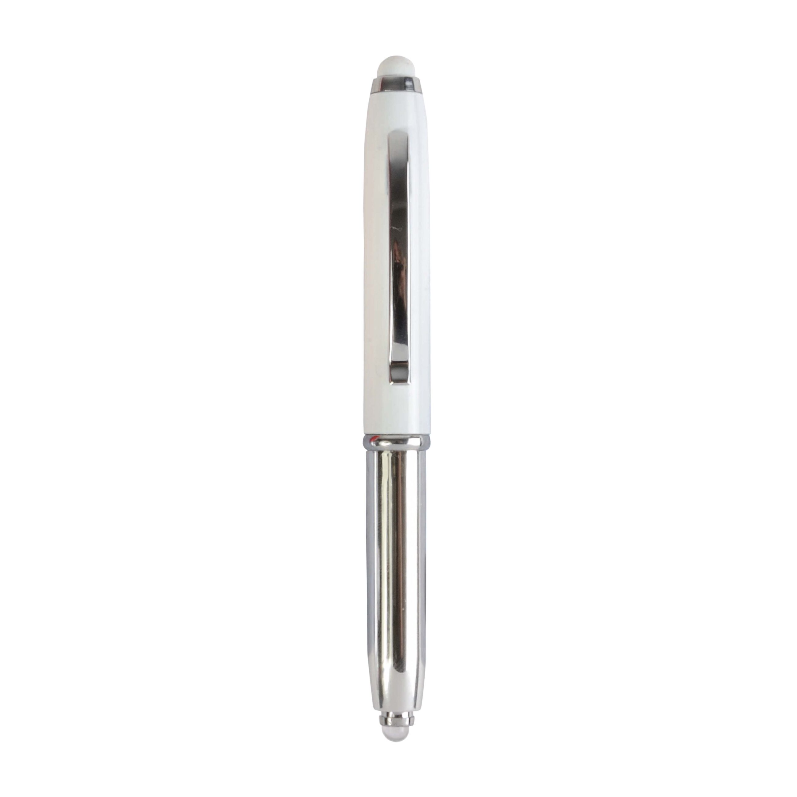 17812_01-2 Mini penna in plastica color argento, con cappuccio e clip in metallo, con luce - immagine 1