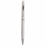 Penna twist in metallo colorata, con gommino per touch screen in tinta