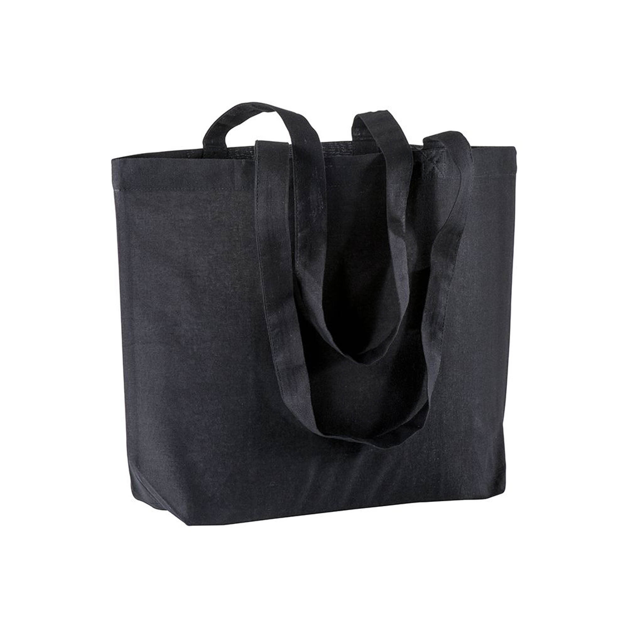18108_02 Shopper con soffietto alla base in cotone 120 g/m2, manici lunghi - immagine 1