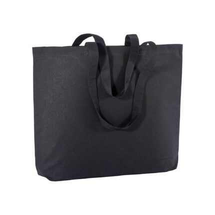 Shopper con soffietto alla base in cotone 135 g/m2, manici lunghi