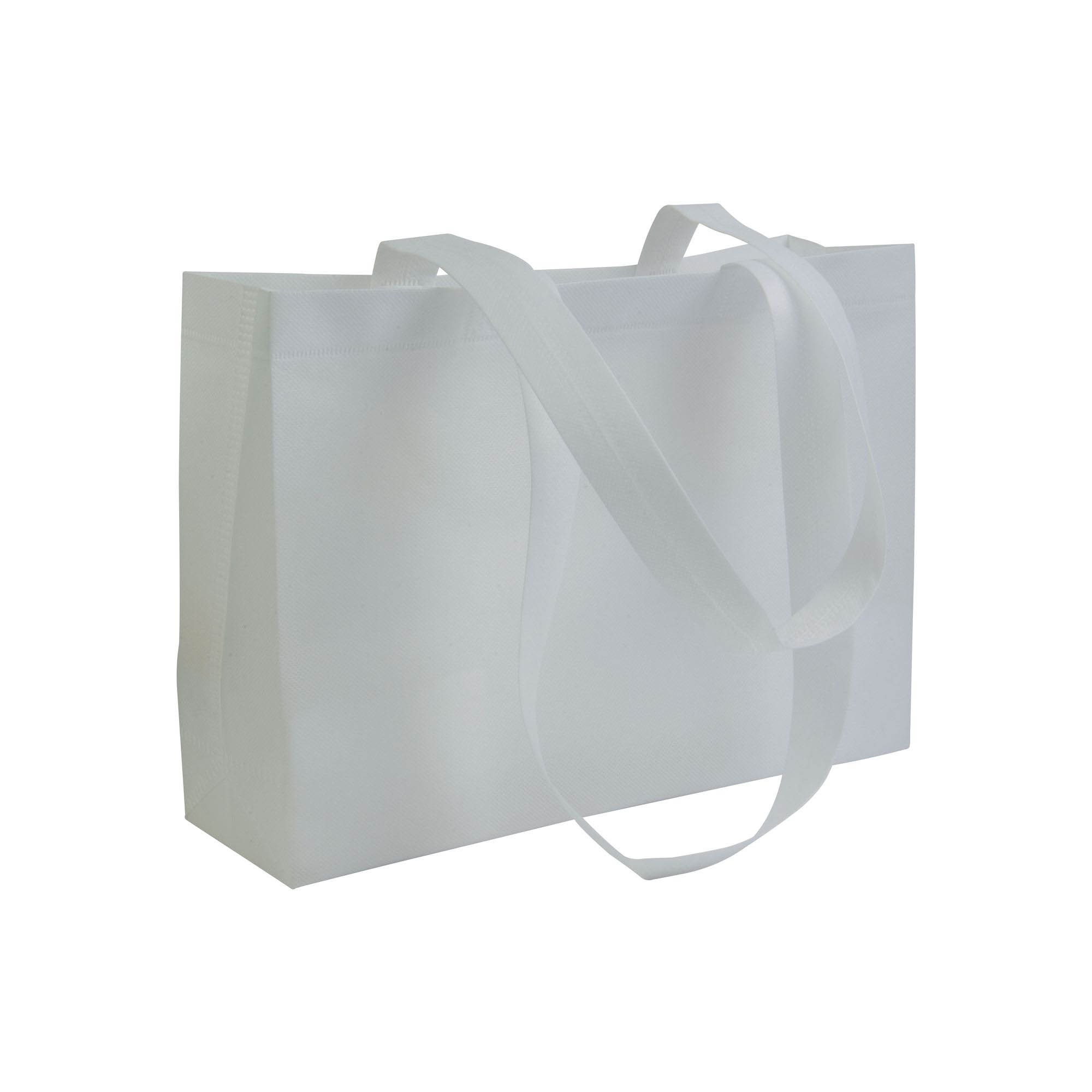 18111_01 Shopper con soffietto alla base in TNT 70 g/m2 termosaldato, manici lunghi - immagine 1