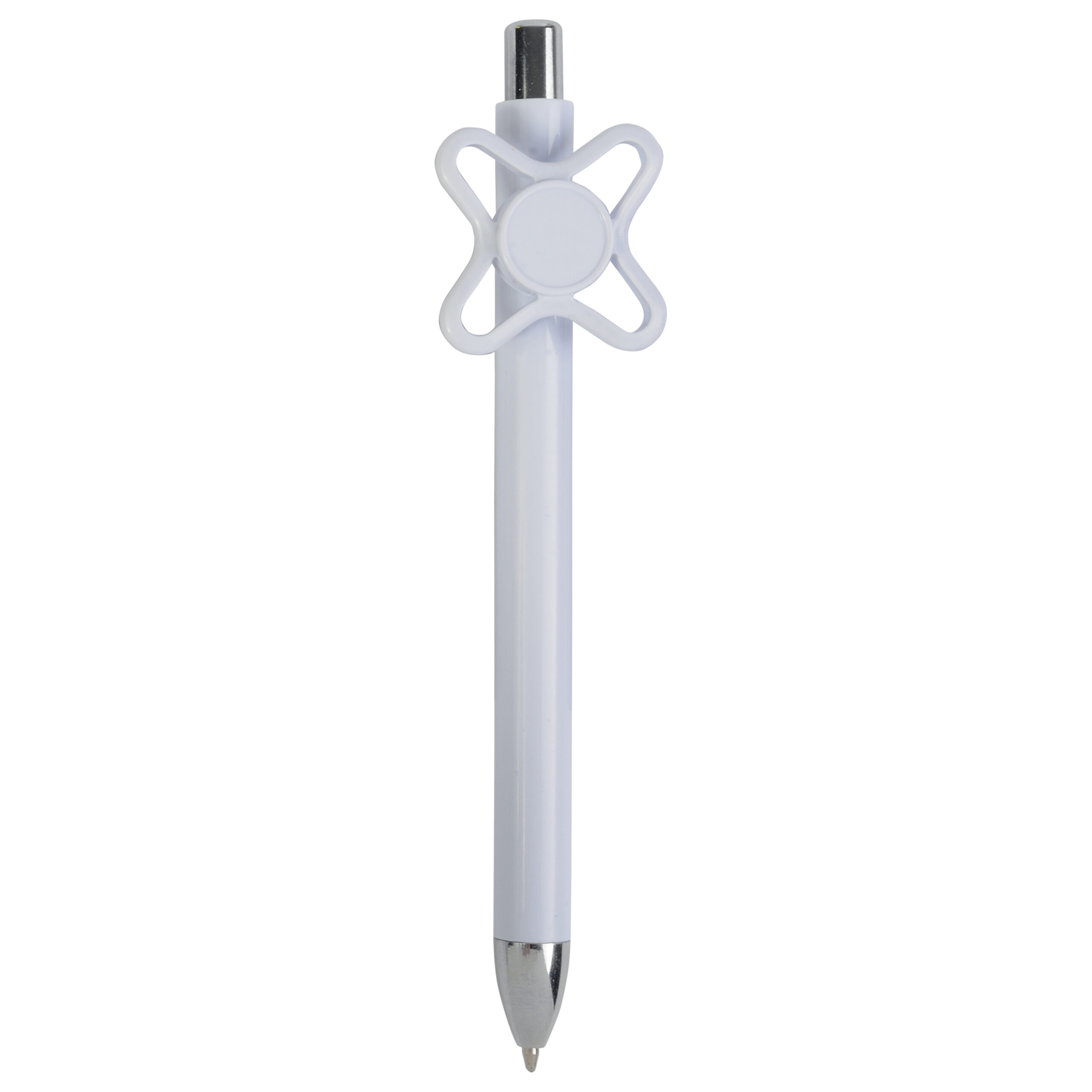 18805_01-2 Penna a scatto in plastica bianca con spinner colorato - immagine 1