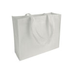 Shopper con soffietto in TNT cucito, manici lunghi
