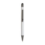 Penna a scatto in alluminio gommato con decorazione a 2 anelli e particolari bruniti con t