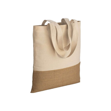 Shopper in cotone 230 g/m2,   base in juta, manici lunghi