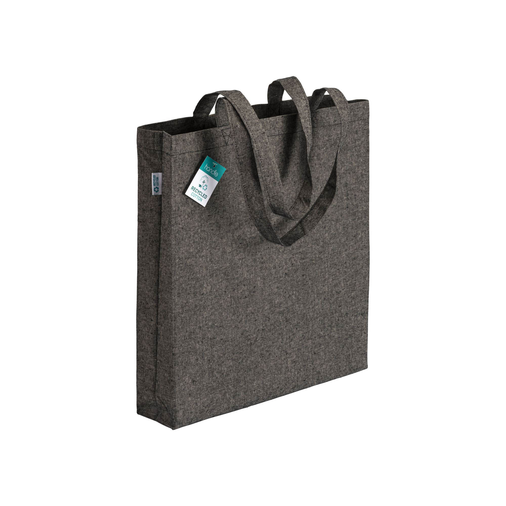 23101_02-1 Shopper in cotone riciclato 190 g/m2, manici lunghi e soffietto - immagine 1