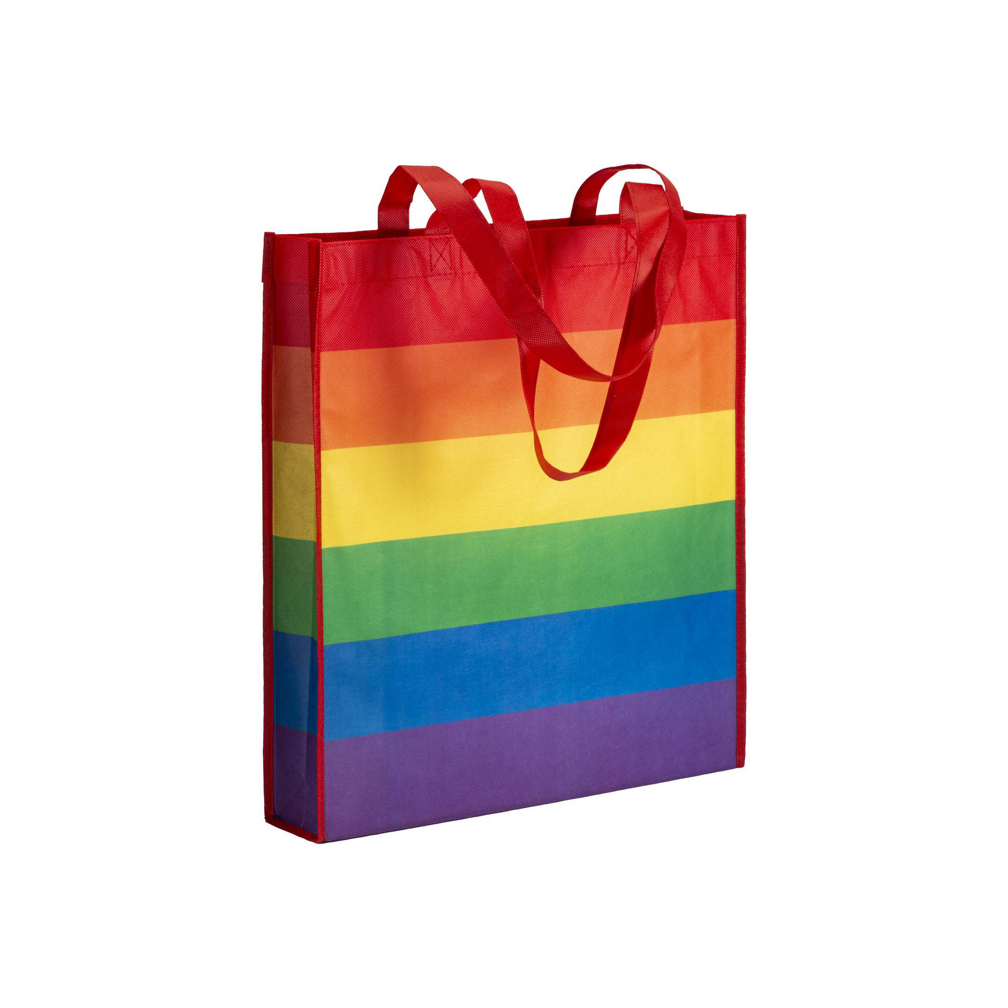23115_03 Shopper arcobaleno in r-pet 80g/m2, manici lunghi e soffietto - immagine 1