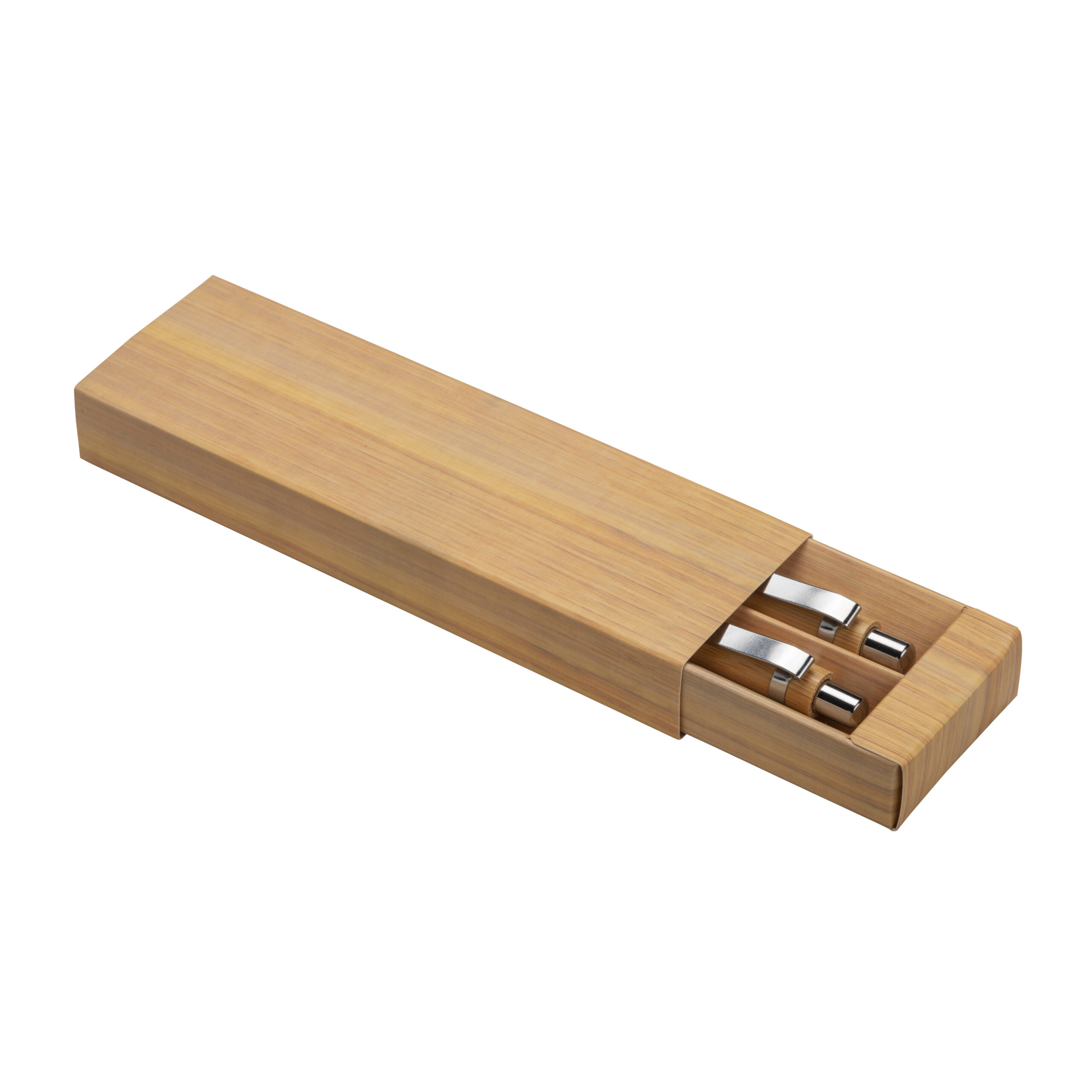 23803_22-6 Set di due penne a scatto in bamboo, di cui una con gommino per touch screen - immagine 1