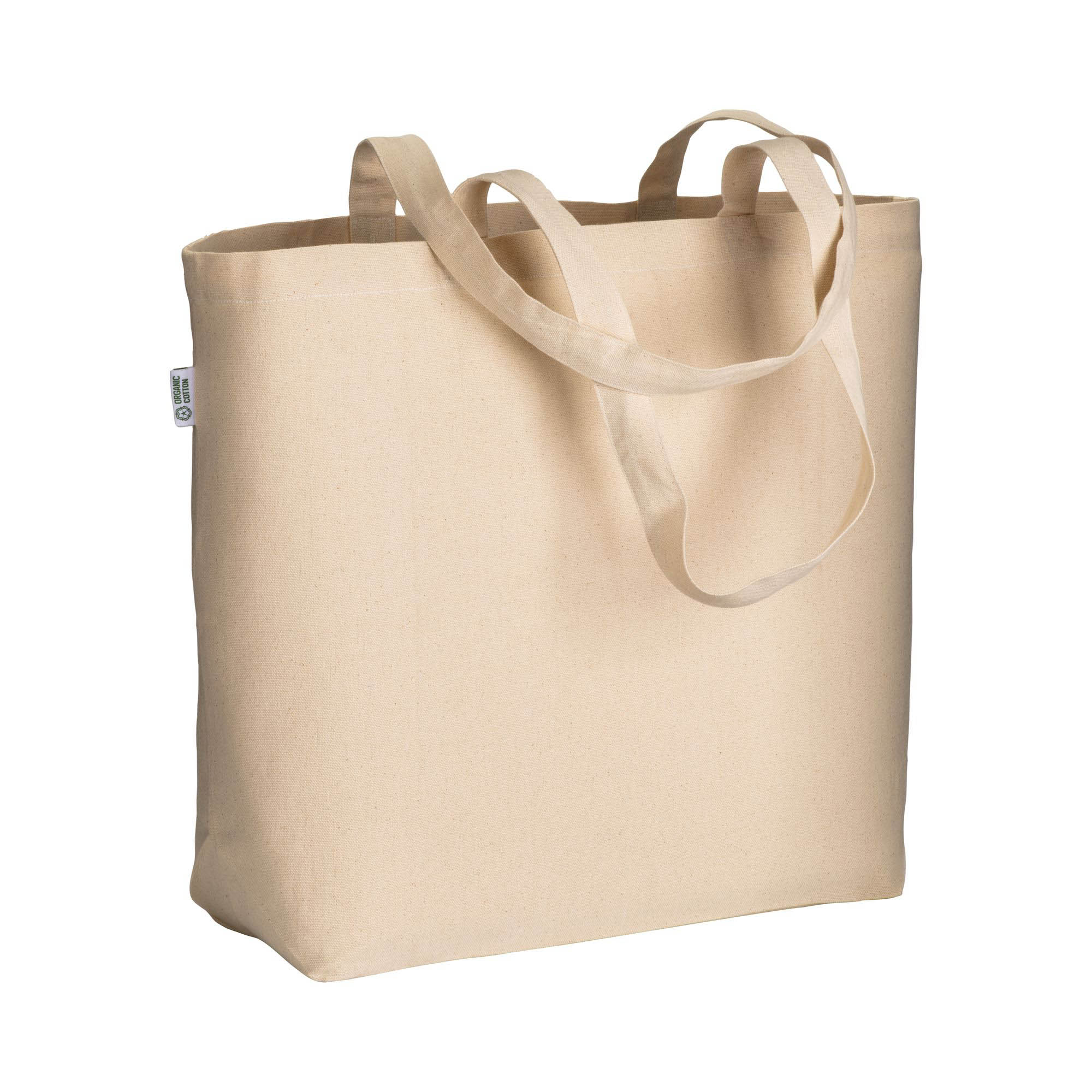 24119_22-2 Shopper in cotone biologico 220 g/m2, con manici lunghi e soffietto alla base - immagine 1
