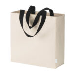 Maxi borsa shopper in cotone riciclato da 280 g/m2 naturale con manici colorati