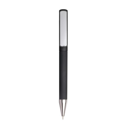 Penna twist in plastica gommata. Clip idonea a stampa laser tono su tono