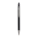 Penna a scatto in alluminio gommato. Fusto sfumato, clip e particolari metallizzati