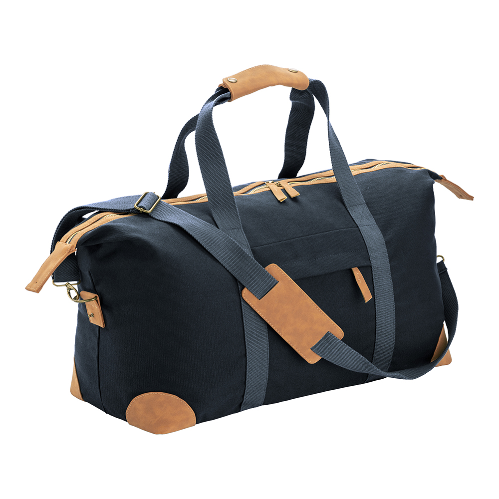 dm23102_05-4 Borsa duffle in canvas riciclato. Tracolla regolabile e removibile con fibbie in metallo - immagine 1